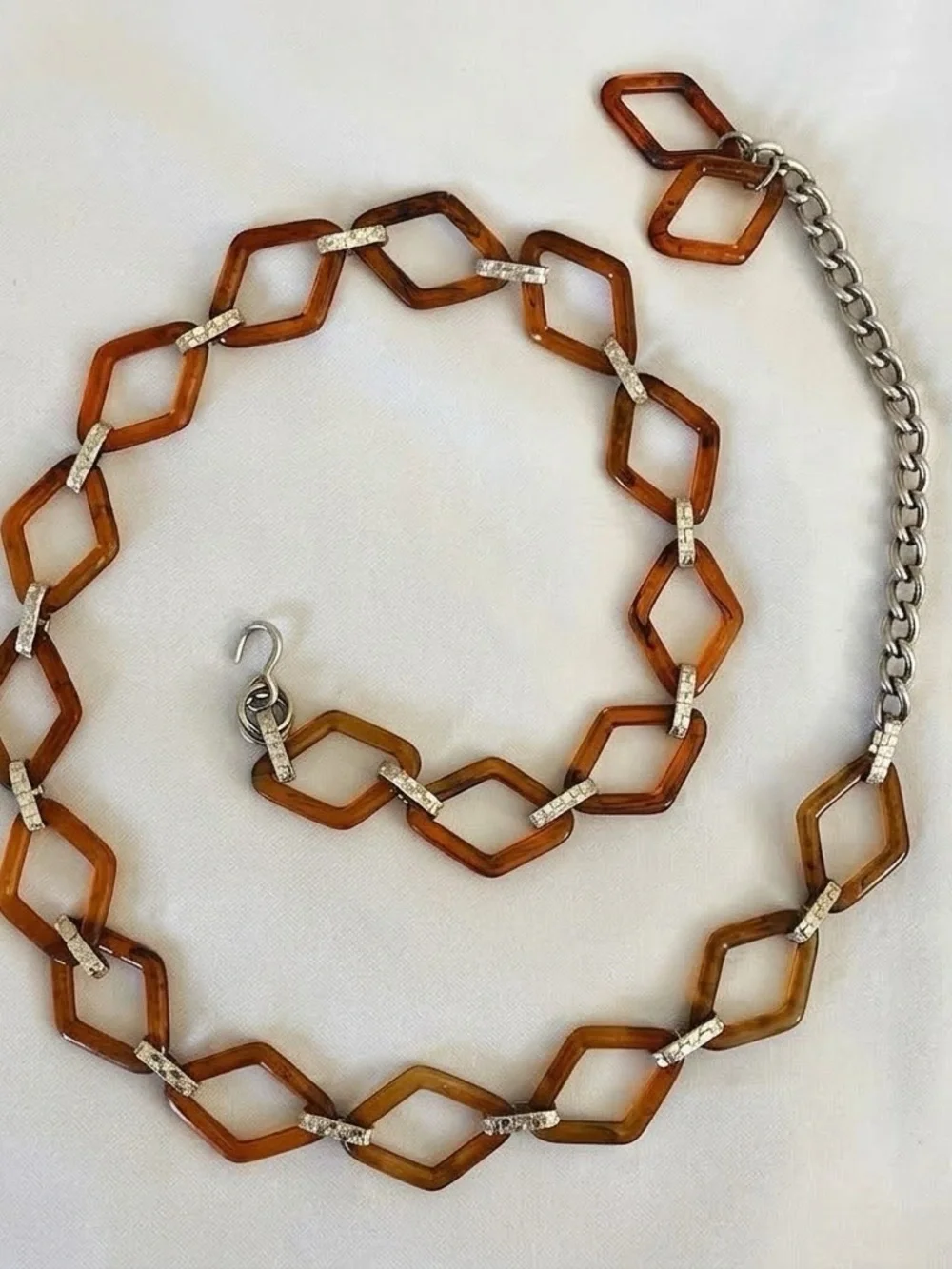 Vintage Y2K Tortoiseshell Chain Belt | Geometric Resin Hip Belt